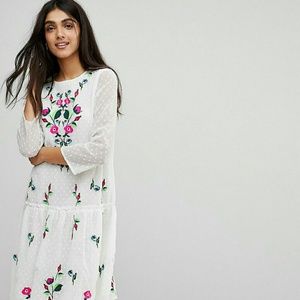YAS embroidered white lace dress